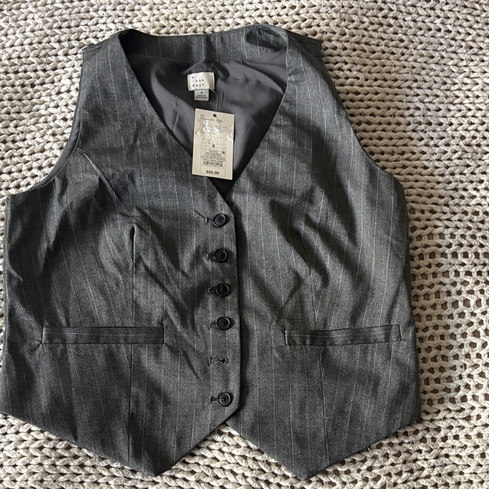 a new day Gray Pinstriped Women's Waistcoat